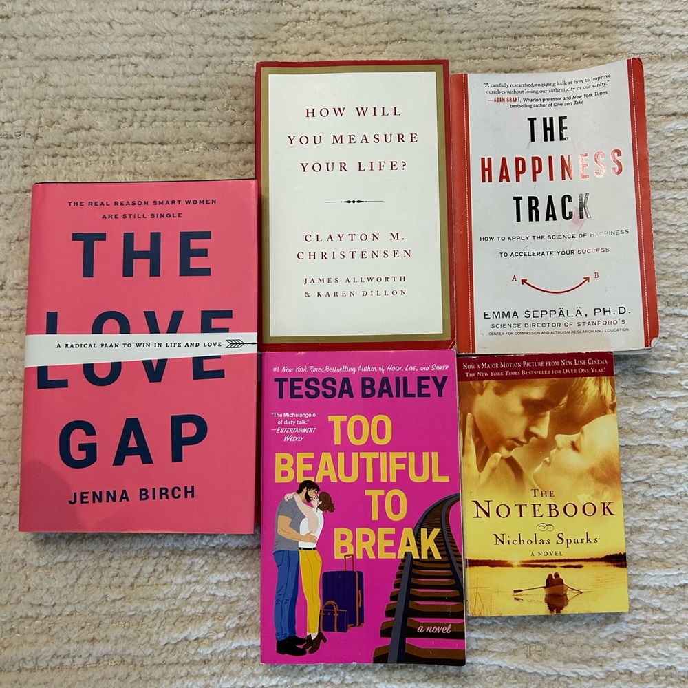 $125 worth of books for only $30! The Love Gap, Happiness Track + more